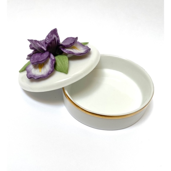 Lenox Other - Vintage Lenox Blue Flag Iris Porcelain Trinket Box